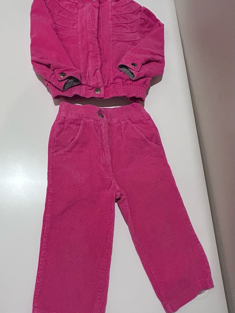 Vintage Girls' Bright Pink 2 Piece Corduroy Set